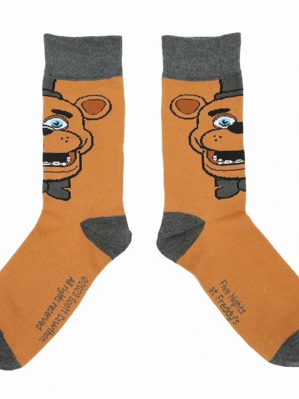 Bioworld Five-Pack Men’s Crew Socks - Yellow, Blue, Black, Orange, Gray